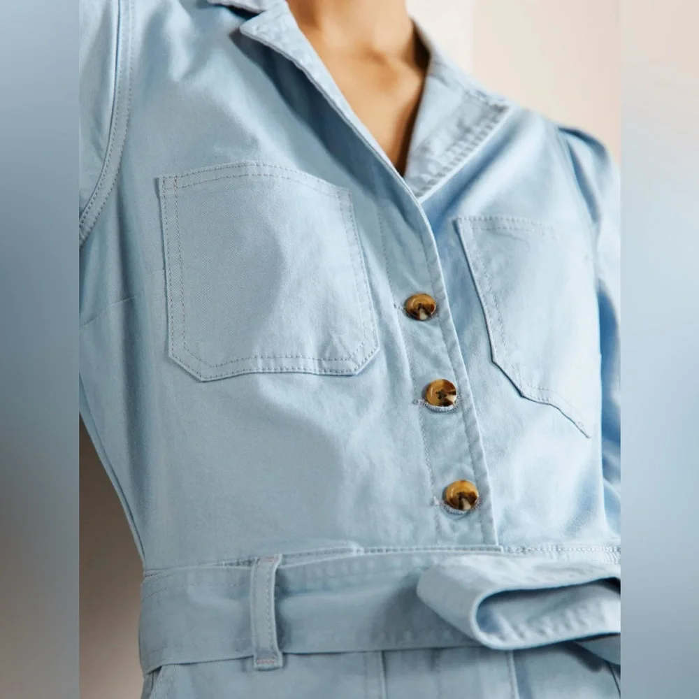 NWT BODEN Puff Sleeve Jumpsuit in Breeze - Picture 3 of 11